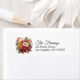 Vibrant Watercolor Floral Fiesta Return Address Label
