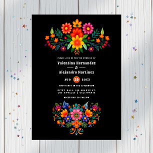 Vibrant Watercolor Floral Fiesta Wedding Invitation