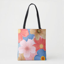 Vibrant Watercolor Floral Garden Pattern Tote Bag