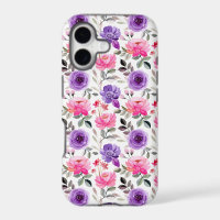 Vibrant Watercolor Floral Pattern in Pink & Purple