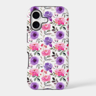 Vibrant Watercolor Floral Pattern in Pink & Purple
