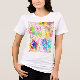 Vibrant Watercolor Floral Symphony Tri-Blend Shirt