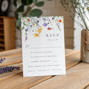 Vibrant Watercolor Floral Wedding RSVP Card