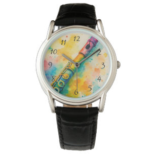 Vibrant Watercolor Flute Watch