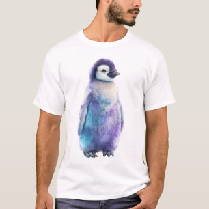 Vibrant Watercolor Galactic Penguin Chick Men T-Shirt