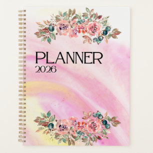 Vibrant Watercolor Gradient & Floral Bouquet  Planner