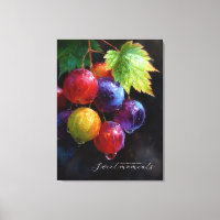 Vibrant Watercolor Grapes and Dew Drops