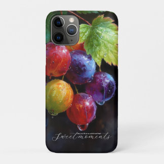 Vibrant Watercolor Grapes and Dew Drops iPhone 11 Pro Case