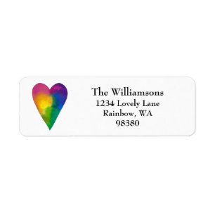 Vibrant Watercolor Heart  Return Address Label