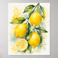 Vibrant Watercolor Lemons Art Print