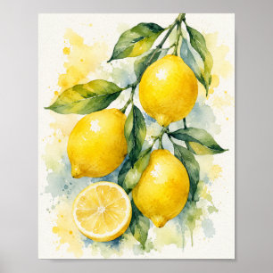 Vibrant Watercolor Lemons Art Print