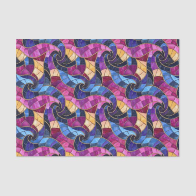 Vibrant Watercolor Mosaic Swirl Stained Glass  Tissue Paper (Front)