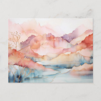 Vibrant Watercolor Mountain Wildflower Postcard