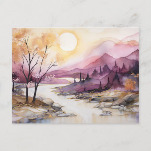 Vibrant Watercolor Mountain Wildflower Postcard 