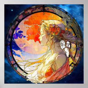 Vibrant Watercolor of Girl Poster