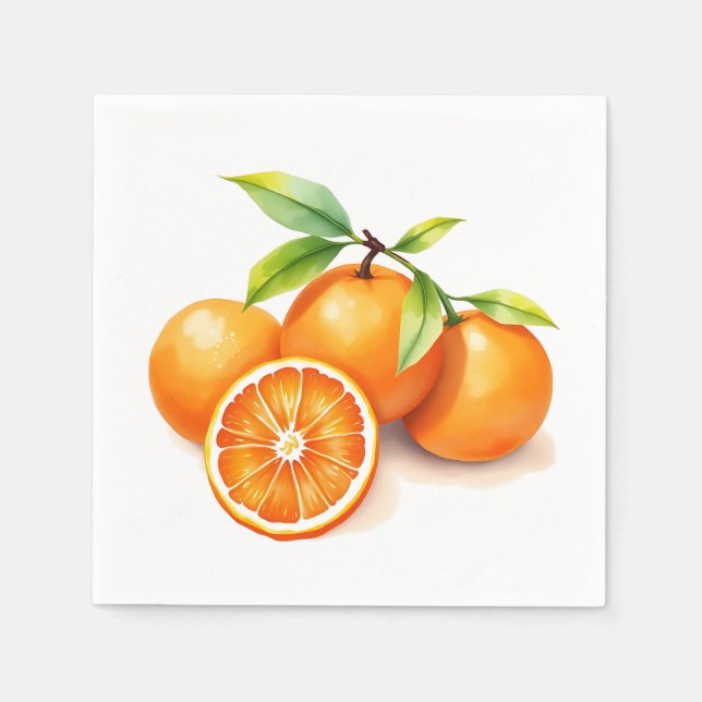 Vibrant Watercolor Oranges  Napkin (Front)