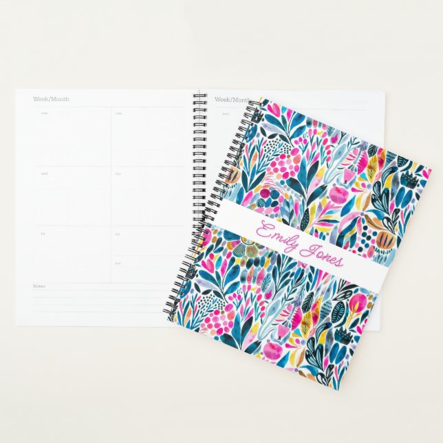 Vibrant Watercolor Pattern with Personalised Text Planner (Display)
