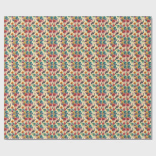 Vibrant Watercolor Peacock Forest Painting Pattern Wrapping Paper