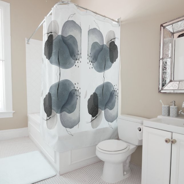 "Vibrant Watercolor Splash" Abstract  Shower Curtain (In Situ)