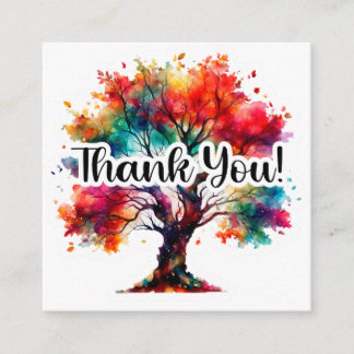 Vibrant Watercolor Tree Thank You Business Enclosure Card