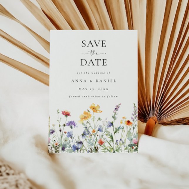 Vibrant Watercolor Wildflower Wedding Save The Date (Creator Uploaded)