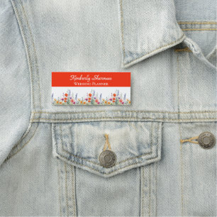 Vibrant Watercolor Wildflowers Wedding Planner Name Tag