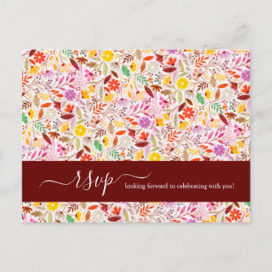 Vibrant Watercolors Summer Tulip Flowers Wedding Postcard