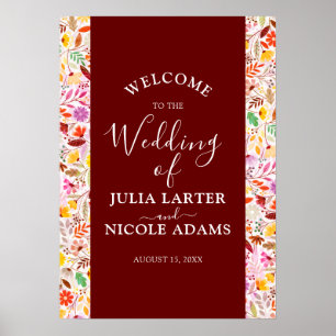 Vibrant Watercolors Summer Tulip Flowers Wedding Poster