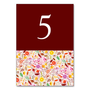 Vibrant Watercolors Summer Tulip Flowers Wedding Table Number