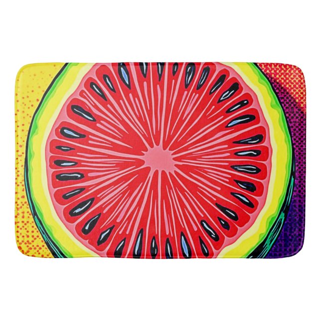Vibrant Watermelon Pop Art Bath Mat (Front)