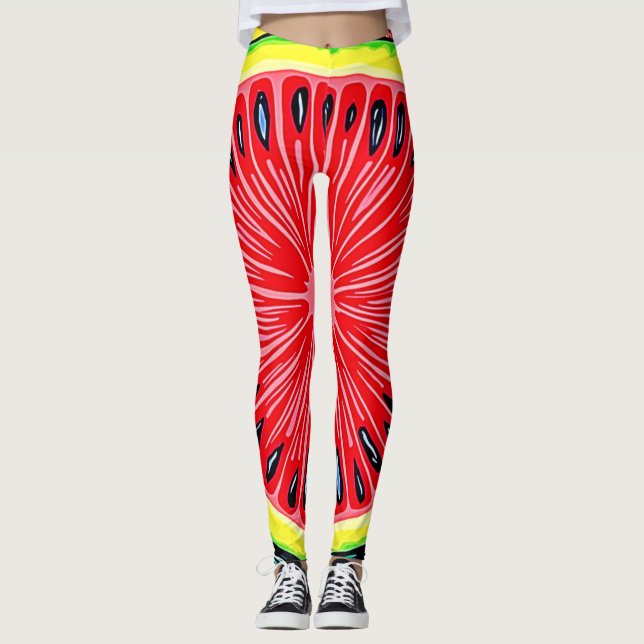 Vibrant Watermelon Pop Art Leggings (Front)