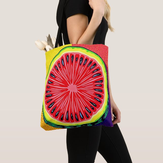 Vibrant Watermelon Pop Art Tote Bag (Close Up)