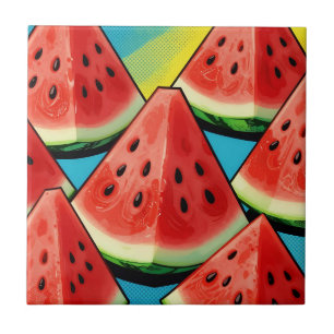 Vibrant Watermelon Slices Pop Art Ceramic Tile