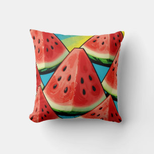 Vibrant Watermelon Slices Pop Art Cushion