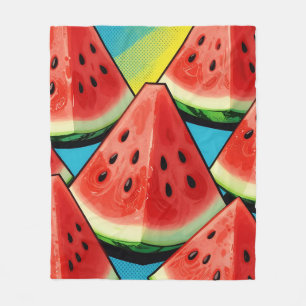 Vibrant Watermelon Slices Pop Art Fleece Blanket