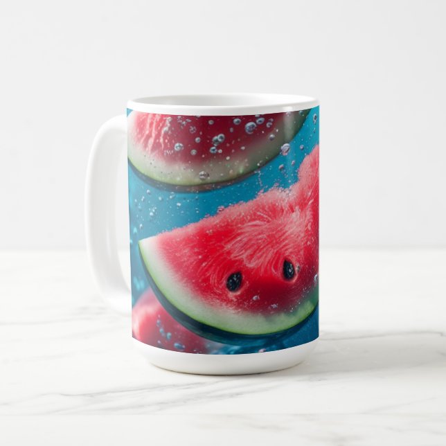 Vibrant Watermelon Slices Underwater – Refreshing  Coffee Mug (Front Left)