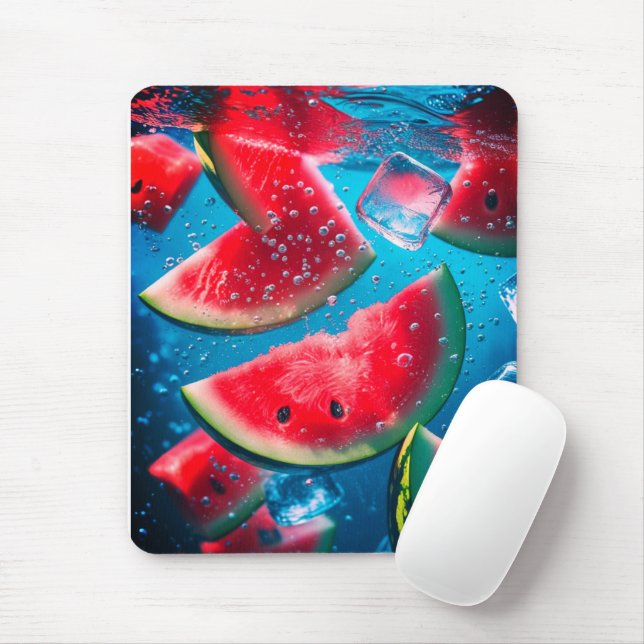 Vibrant Watermelon Slices Underwater – Refreshing  Mouse Pad (With Mouse)
