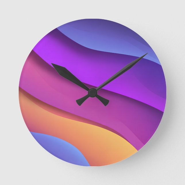 Vibrant Wave Gradient Round Clock (Front)