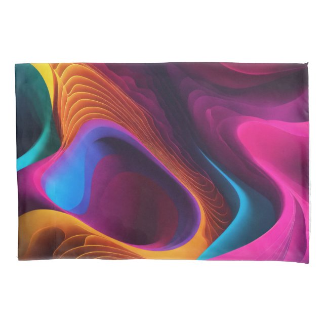  Vibrant Waves of Colour Pillowcase (Front)