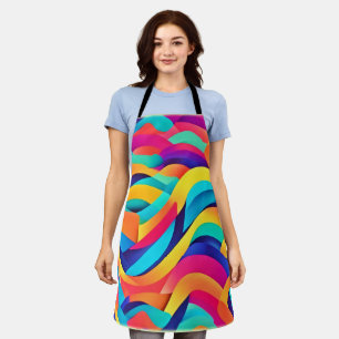 Vibrant Wavy Abstract Art Apron