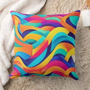 Vibrant Wavy Abstract Art Cushion