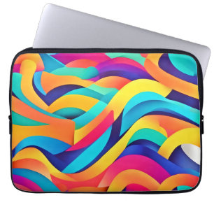 Vibrant Wavy Abstract Art Laptop Sleeve
