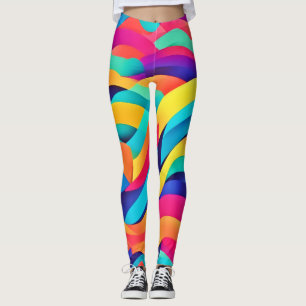 Vibrant Wavy Abstract Art Leggings