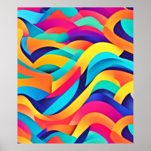 Vibrant Wavy Abstract Art Poster