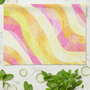 Vibrant Wavy Abstract Pattern Tea Towel