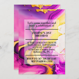 Vibrant Wavy Design Birthday Party Invitation