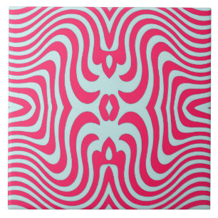 Vibrant Wavy Symmetry Design Ceramic Tile