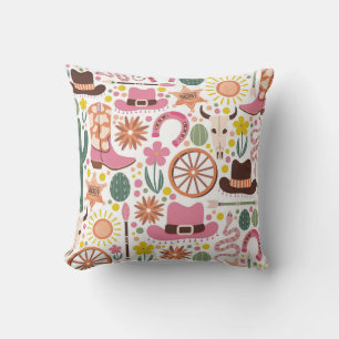 Vibrant Western Cowgirl Pattern Cushion