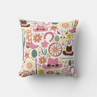 Vibrant Western Cowgirl Pattern Cushion