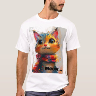 Vibrant Whiskers: Colourful Cat Art Tee